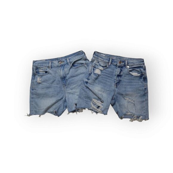 American Eagle Jean Shorts Distressed Lot Blue Denim Size‎ 2 - Picture 1 of 10
